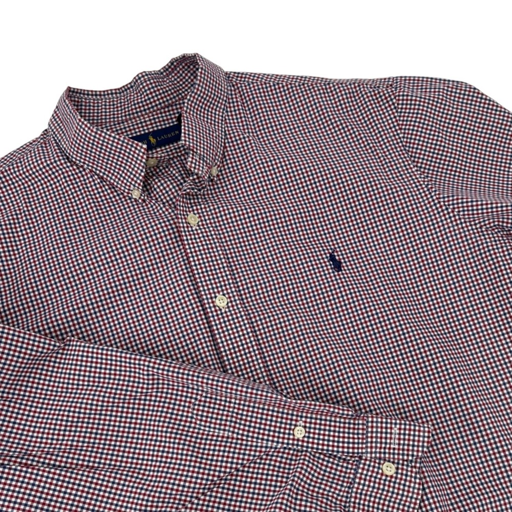 Polo Ralph Lauren Mens XXL Gingham Check Button Down Shirt Red White Blue Pony